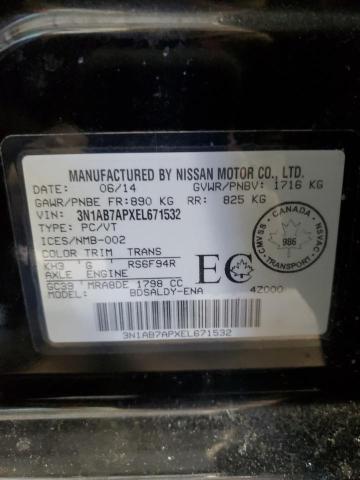 3N1AB7APXEL671532 - 2014 NISSAN SENTRA S BLACK photo 13