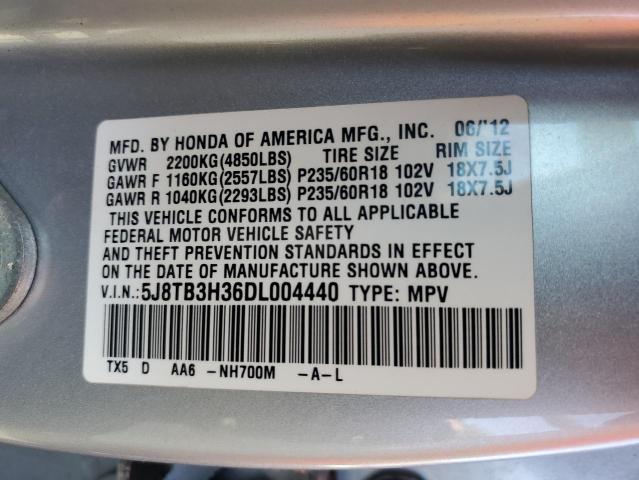 5J8TB3H36DL004440 - 2013 ACURA RDX SILVER photo 13