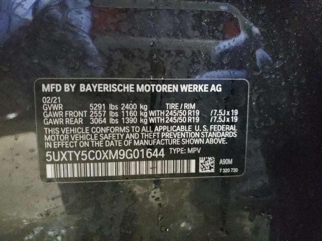 5UXTY5C0XM9G01644 - 2021 BMW X3 XDRIVE30I BLACK photo 12