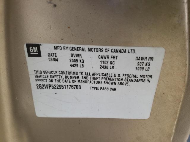 2G2WP522951176708 - 2005 PONTIAC GRAND PRIX 棕色 照片 10