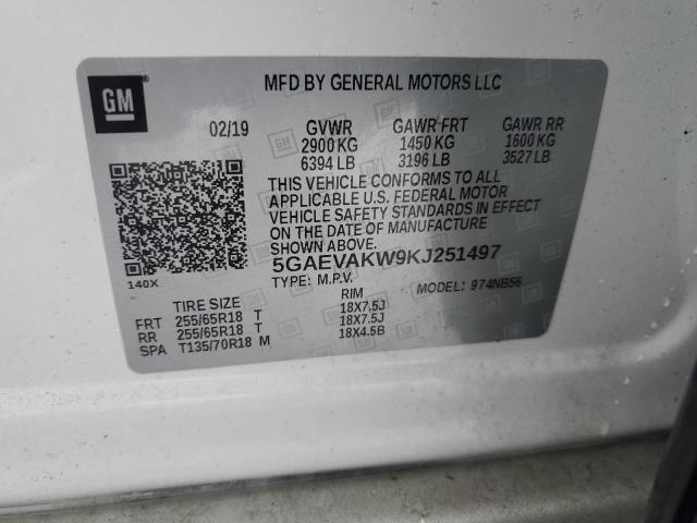 5GAEVAKW9KJ251497 - 2019 BUICK ENCLAVE ESSENCE 白色 照片 13