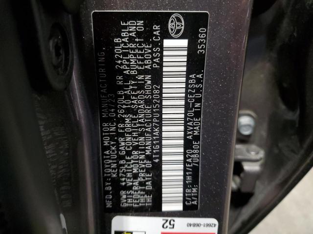 4T1G11AK7PU152082 - 2023 TOYOTA CAMRY SE NIGHT SHADE BROWN photo 12