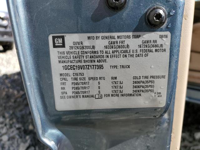 1GCEC19V07Z177395 - 2007 CHEVROLET SILVERADO C1500 CLASSIC BLUE photo 12