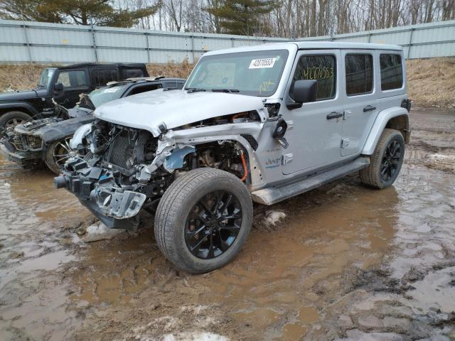 1C4JJXP63NW206177 - 2022 JEEP WRANGLER U SAHARA 4XE SILVER photo 1
