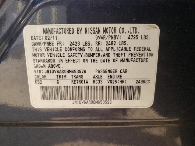 JN1DV6AR0BM653526 - 2011 INFINITI G25 GRAY photo 13