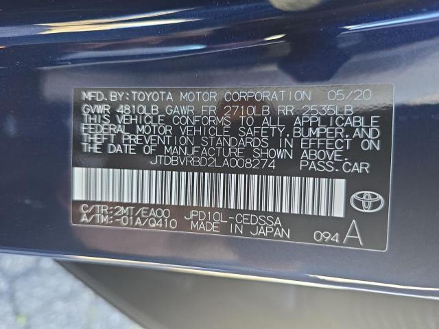 JTDBVRBD2LA008274 - 2020 TOYOTA MIRAI BLUE photo 10