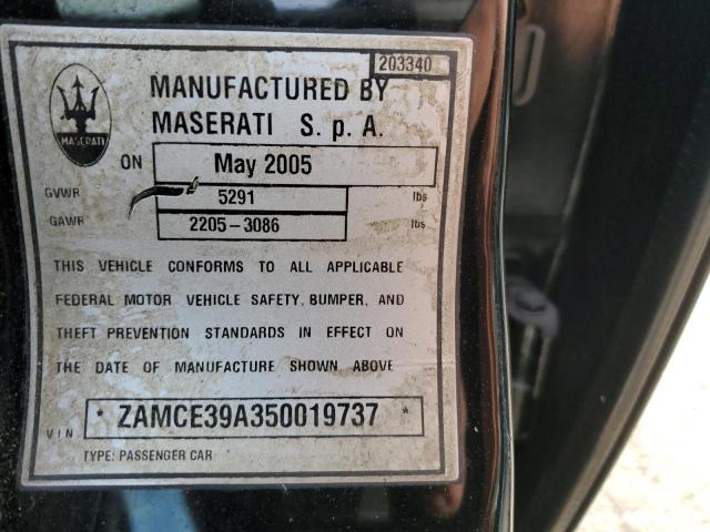 ZAMCE39A350019737 - 2005 MASERATI QUATTROPOR M139 BLACK photo 12