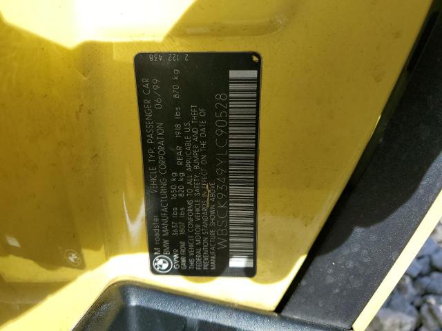 WBSCK9349YLC90528 - 2000 BMW M ROADSTER YELLOW photo 12