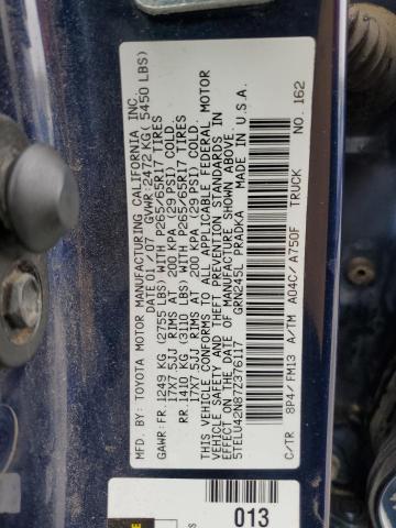 5TELU42N87Z376117 - 2007 TOYOTA TACOMA DOUBLE CAB BLUE photo 12