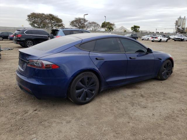 5YJSA1E50NF461577 - 2022 TESLA MODEL S 蓝色 照片 3
