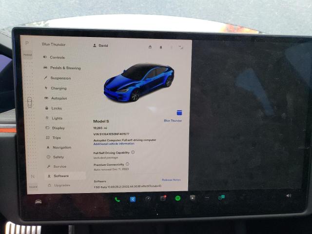 5YJSA1E50NF461577 - 2022 TESLA MODEL S 蓝色 照片 9