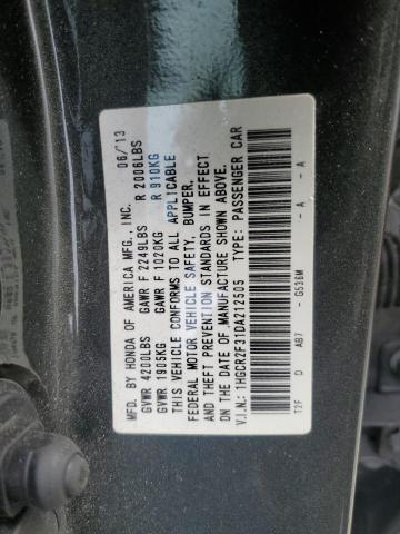 1HGCR2F31DA212505 - 2013 HONDA ACCORD LX GRAY photo 12