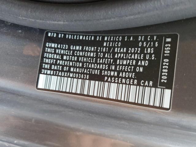 3VW817AUXFM093638 - 2015 VOLKSWAGEN GOLF GRAY photo 12