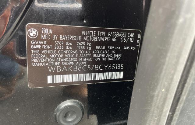 WBAKB8C57BCY65135 - 2011 BMW 750 LI BLACK photo 10