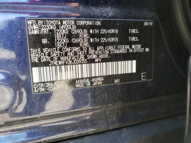 JTMEWRFV3KJ029355 - 2019 TOYOTA RAV4 XSE BLUE photo 13