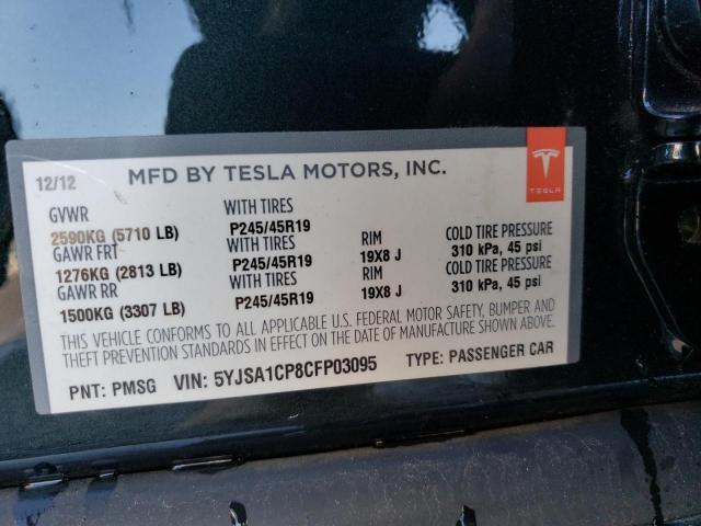 5YJSA1CP8CFP03095 - 2012 TESLA MODEL S Կանաչ լուսանկար 12