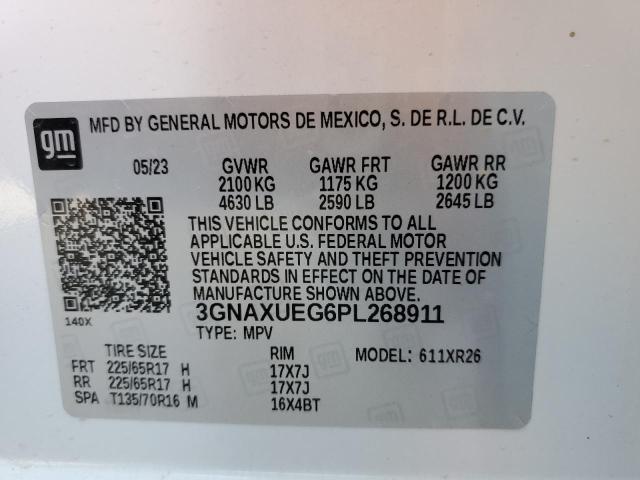 3GNAXUEG6PL268911 - 2023 CHEVROLET EQUINOX LT WHITE photo 13