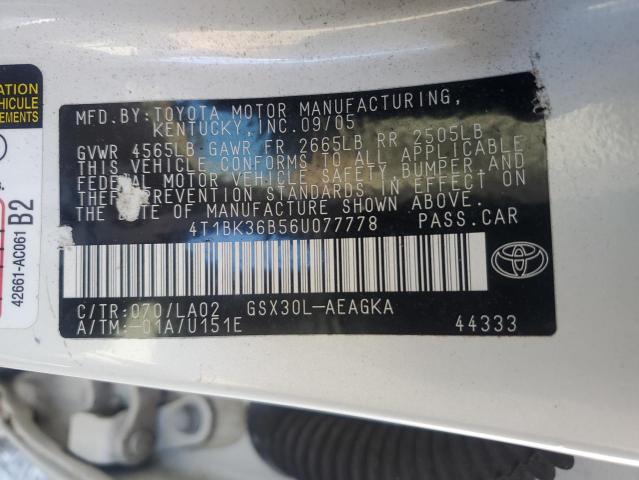 4T1BK36B56U077778 - 2006 TOYOTA AVALON XL WHITE photo 12