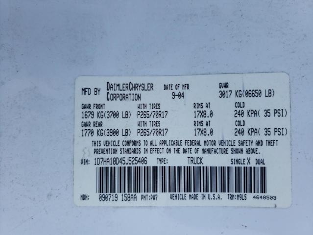 1D7HA18D45J525406 - 2005 DODGE RAM 1500 ST WHITE photo 13