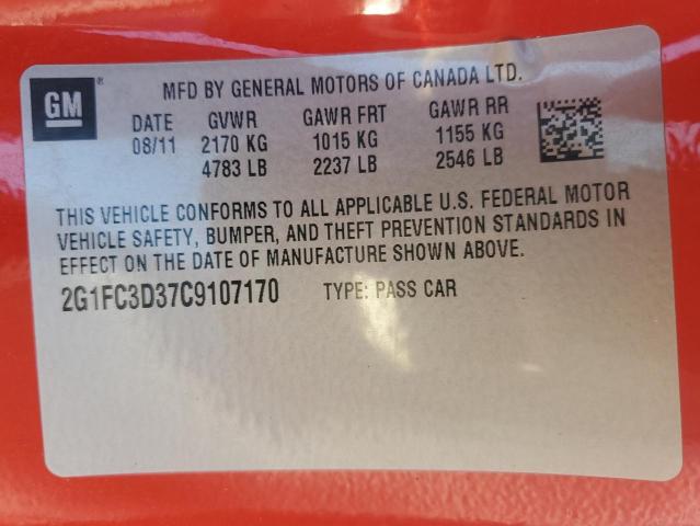 2G1FC3D37C9107170 - 2012 CHEVROLET CAMARO LT RED photo 12