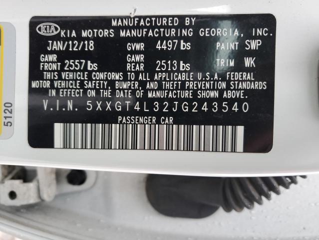 5XXGT4L32JG243540 - 2018 KIA OPTIMA LX WHITE photo 12