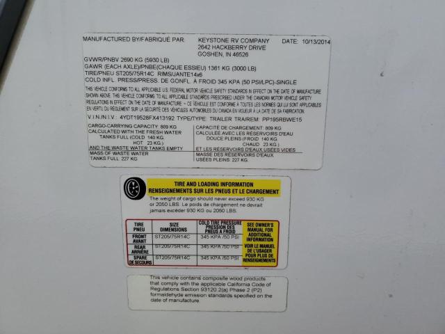 4YDT19528FX413192 - 2015 PASSPORT TRAVELTRLR BEIGE photo 8