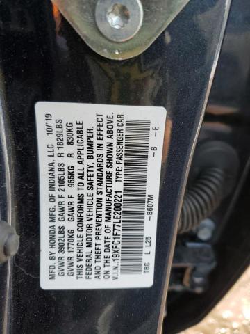 19XFC1F77LE200221 - 2020 HONDA CIVIC EXL გრაფიტი ფოტო 12