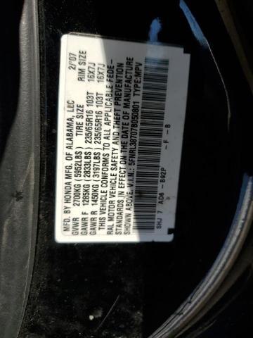 5FNRL38707B050801 - 2007 HONDA ODYSSEY EXL BLACK photo 12