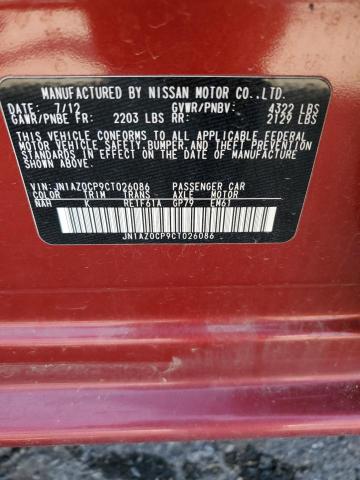 JN1AZ0CP9CT026086 - 2012 NISSAN LEAF SV RED photo 12