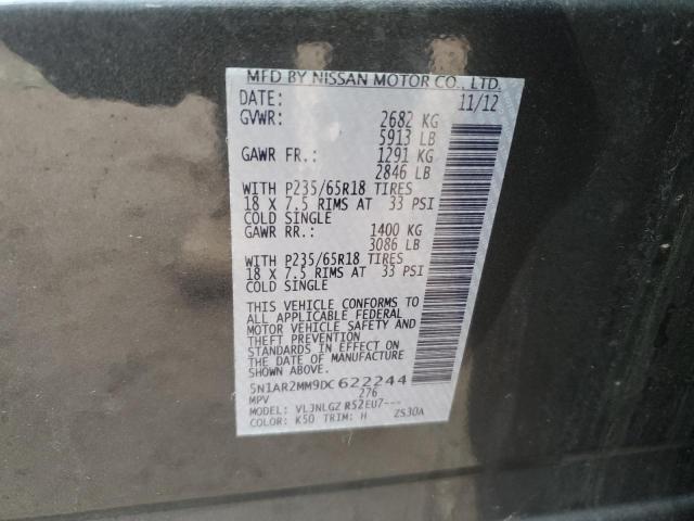 5N1AR2MM9DC622244 - 2013 NISSAN PATHFINDER S CHARCOAL photo 13