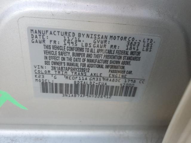 3N1AB7AP9HY228912 - 2017 NISSAN SENTRA S SILVER photo 13