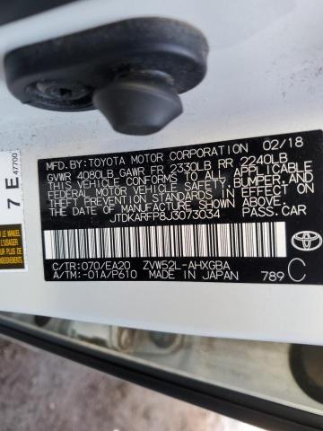 JTDKARFP8J3073034 - 2018 TOYOTA PRIUS PRIM თეთრი ფოტო 13