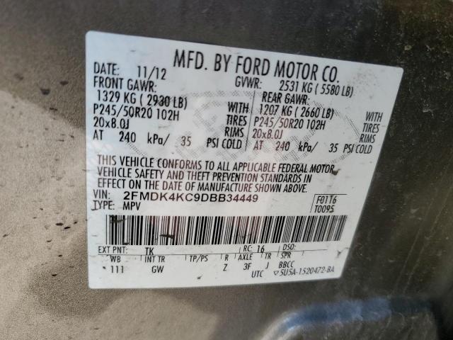 2FMDK4KC9DBB34449 - 2013 FORD EDGE LIMITED GRAY photo 13