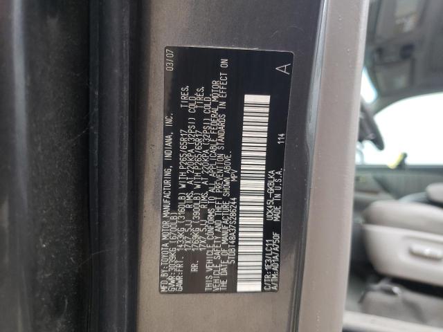 5TDBT48A37S286244 - 2007 TOYOTA SEQUOIA LIMITED GRAY photo 13