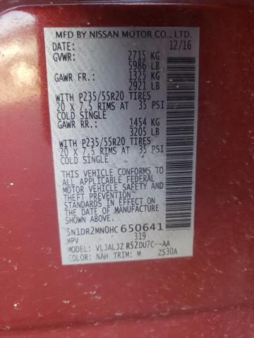 5N1DR2MN0HC650641 - 2017 NISSAN PATHFINDER S 红色 照片 14