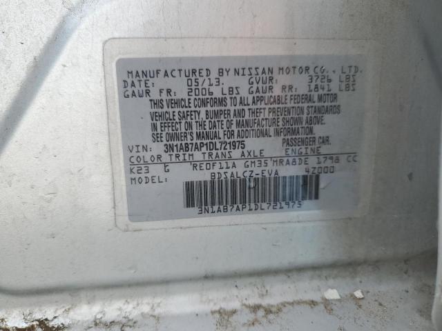 3N1AB7AP1DL721975 - 2013 NISSAN SENTRA S SILVER photo 12