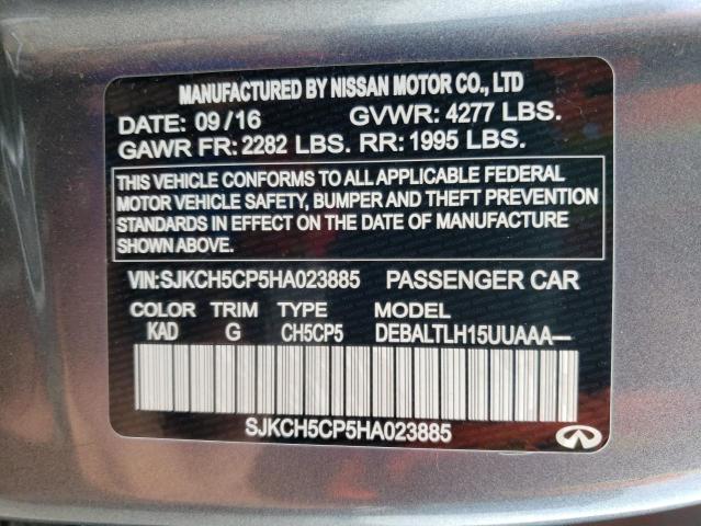 SJKCH5CP5HA023885 - 2017 INFINITI QX30 BASE GRAY photo 12