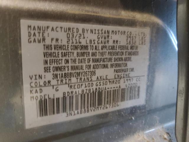 3N1AB8BV2MY267306 - 2021 NISSAN SENTRA S GRAY photo 12