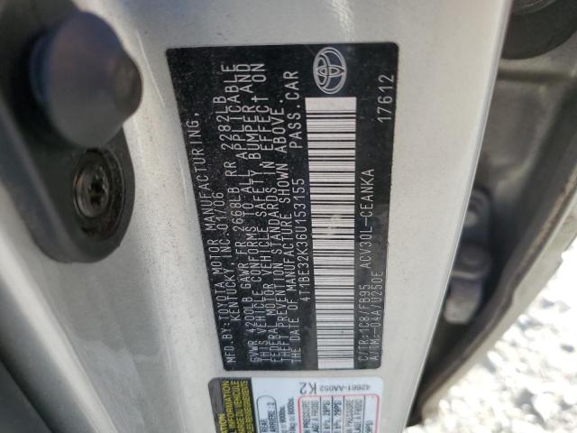 4T1BE32K36U153155 - 2006 TOYOTA CAMRY LE SILVER photo 12