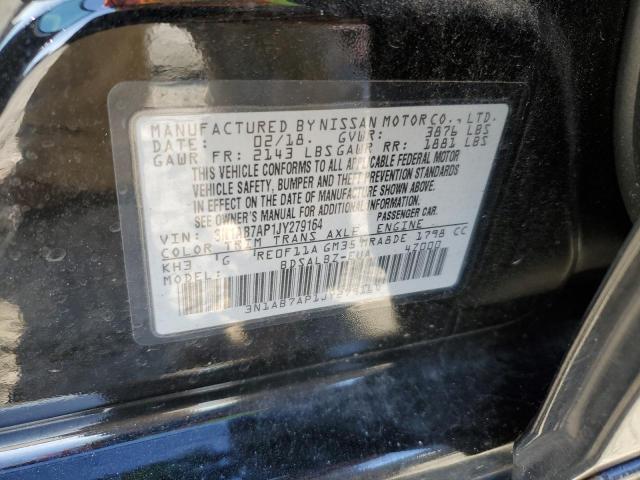 3N1AB7AP1JY279164 - 2018 NISSAN SENTRA S BLACK photo 12