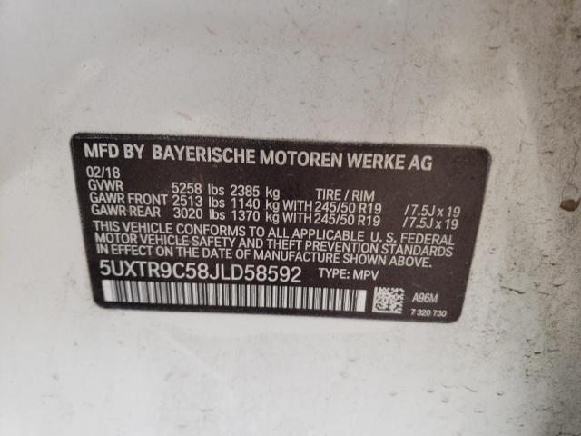 5UXTR9C58JLD58592 - 2018 BMW X3 XDRIVE30I WHITE photo 14