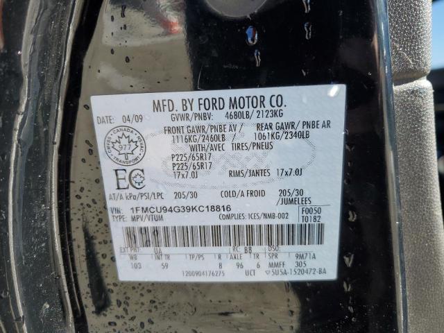 1FMCU94G39KC18816 - 2009 FORD ESCAPE LIMITED BLACK photo 13