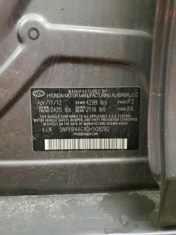 5NPEB4AC9DH508282 - 2013 HYUNDAI SONATA GLS GRAY photo 12