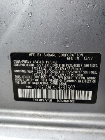 JF2GTAAC4JH281597 - 2018 SUBARU CROSSTREK GRAY photo 14