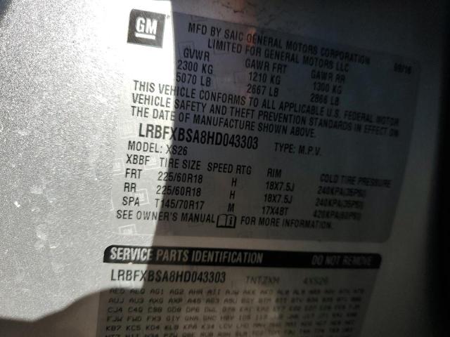 LRBFXBSA8HD043303 - 2017 BUICK ENVISION ESSENCE SILVER photo 13