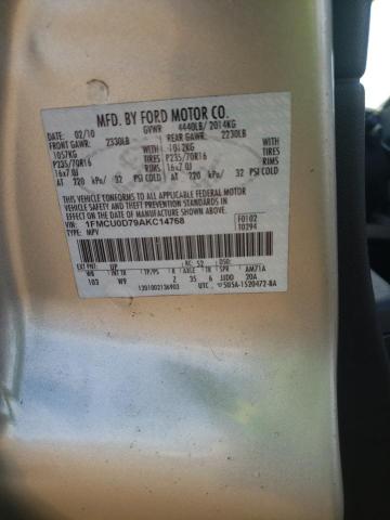 1FMCU0D79AKC14768 - 2010 FORD ESCAPE XLT TAN photo 12