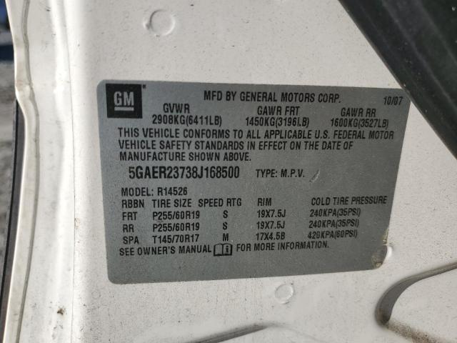 5GAER23738J168500 - 2008 BUICK ENCLAVE CXL WHITE photo 13