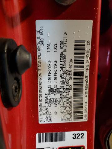 3TMAZ5CN2GM006128 - 2016 TOYOTA TACOMA DOUBLE CAB RED photo 12