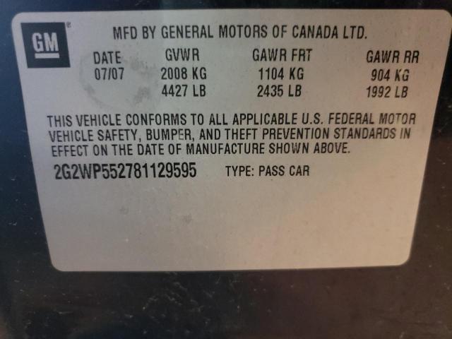 2G2WP552781129595 - 2008 PONTIAC GRAND PRIX BLUE photo 12