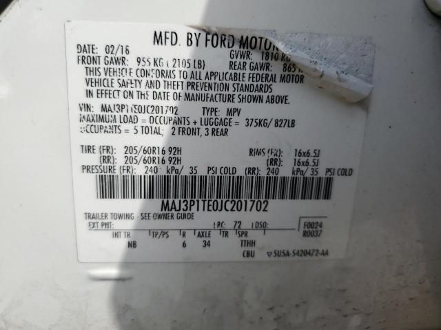 MAJ3P1TE0JC201702 - 2018 FORD ECOSPORT SE Biały zdjęcie 14